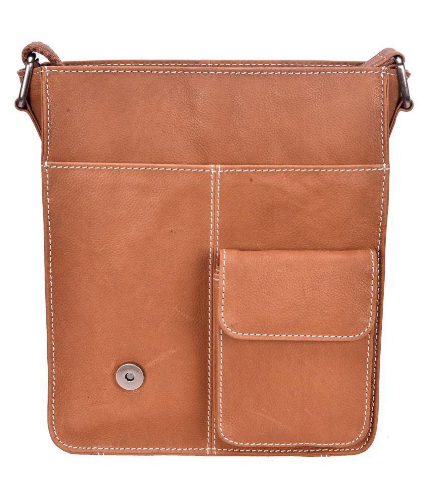 Hide Stitch Hidestitch Messenger Bag Tan Leather Casual Messenger Bag ...