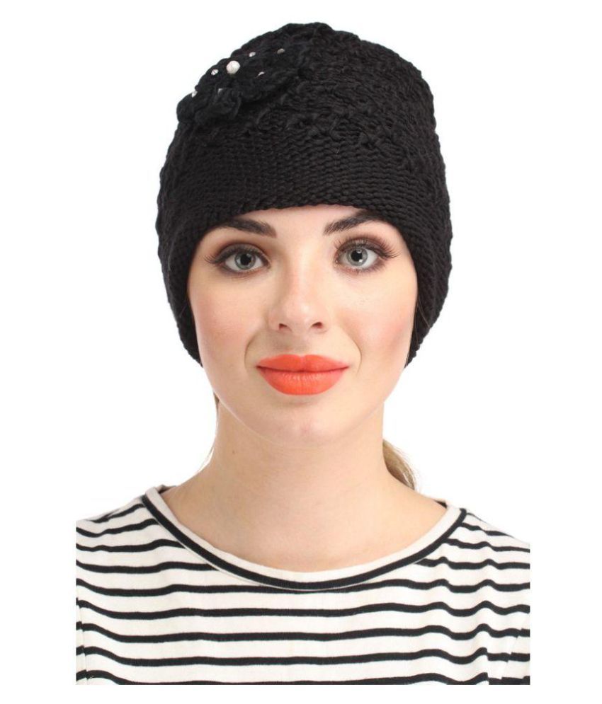     			Tahiro Black Woollen Cap