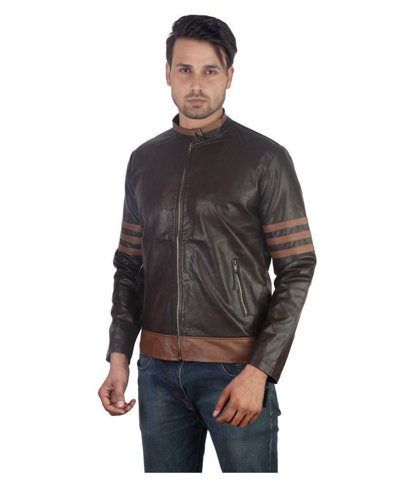 Zipper Brown Leather Jacket - Buy Zipper Brown Leather Jacket Online at ...