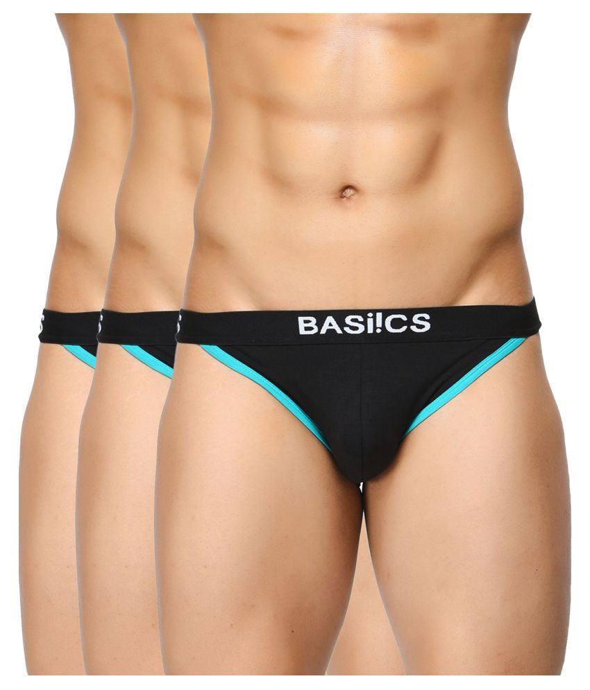     			BASIICS By La Intimo Pack of 3 Cotton Thongs For Men's ( Black )