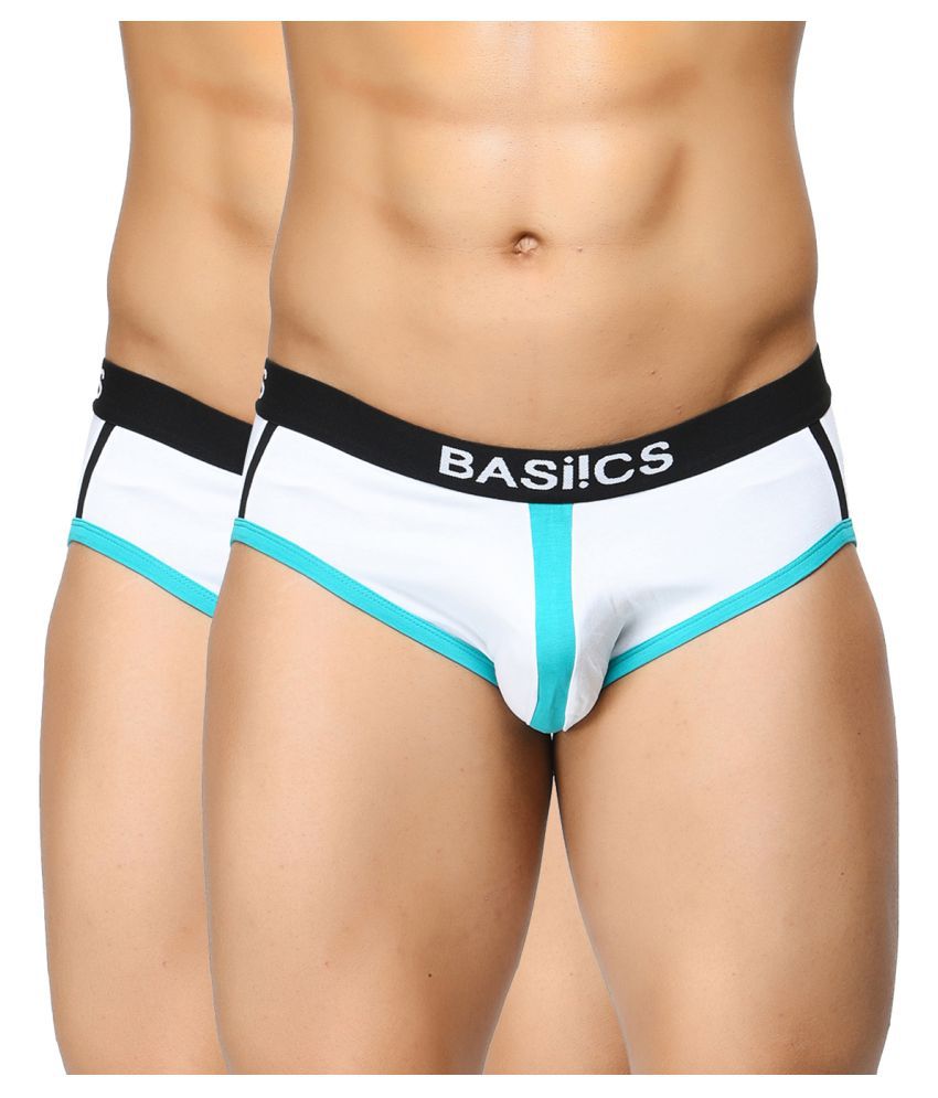     			BASIICS By La Intimo - White Cotton Blend Men's Briefs ( Pack of 2 )