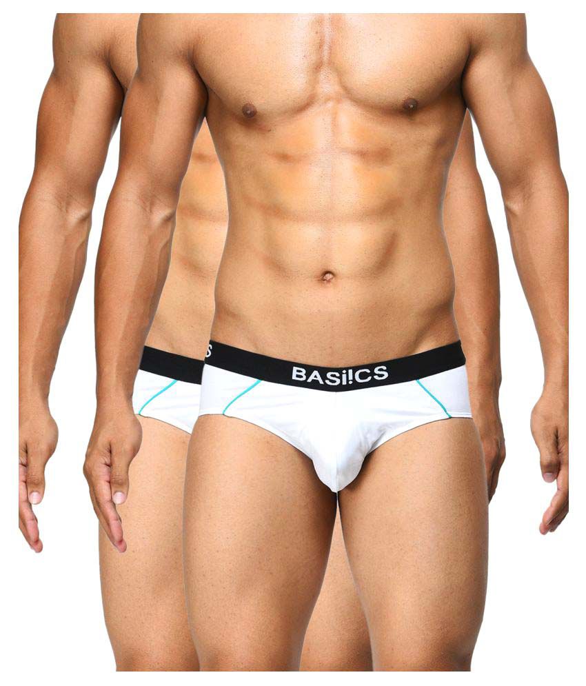     			BASIICS By La Intimo - White Cotton Blend Men's Briefs ( Pack of 2 )