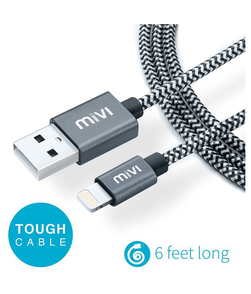     			Apple MFi Certified 6ft long Nylon Braided Original Mivi Tough Lightning Cable for iPhone