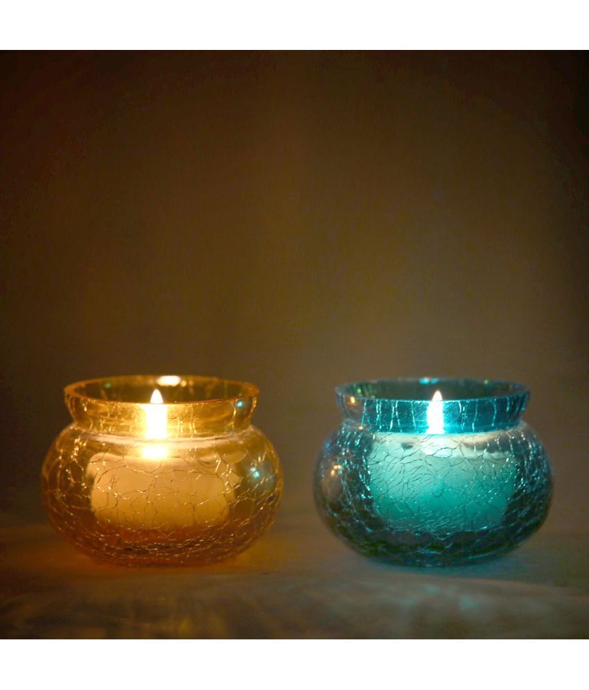 Derien Crackel Tea Light Holder Glass Multicolour Buy Derien Crackel