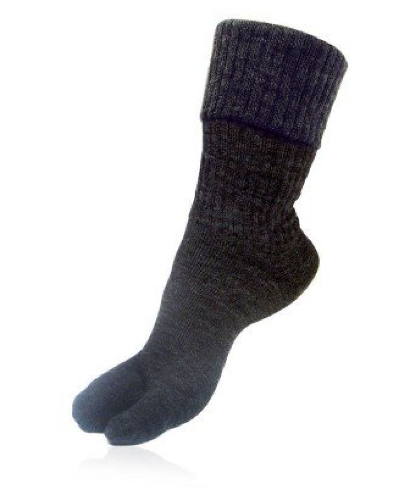     			Bonjour - Dark Grey Woollen Women's Full Length Socks ( Pack of 1 )