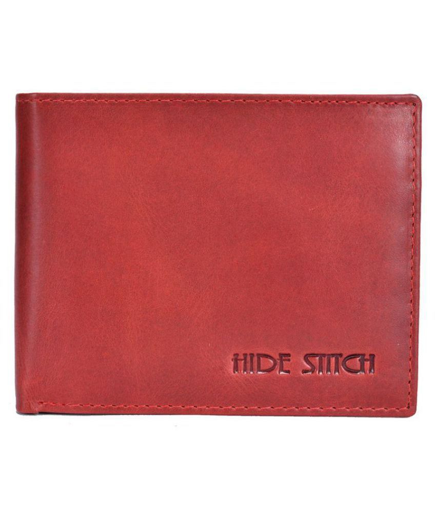 Hide Stitch Red Casual Regular Wallet: Buy Online at Low Price in India