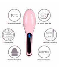 Nucleair HQT-906 LCD Temperature With Ceramic Brush Hair Straightener ( Pink )