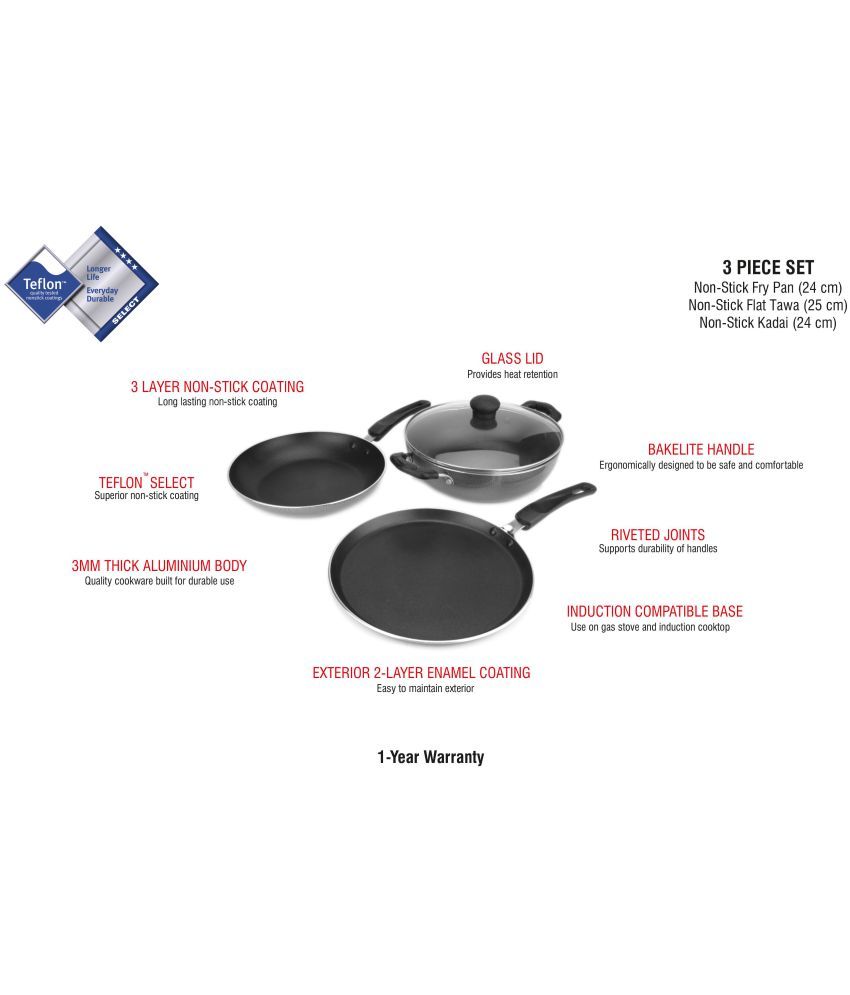 Kreme NonStick Cookware Set 3 Buy Online at Best Price in India