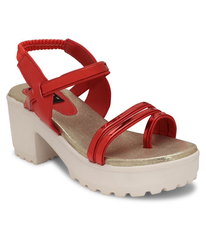 closed toe red block heels