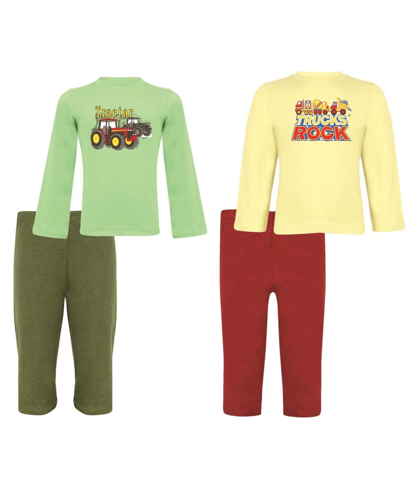 Clifton Baby Boys Pyjama Set Combo 2 ZGreenPista/Tree Top Green Mel