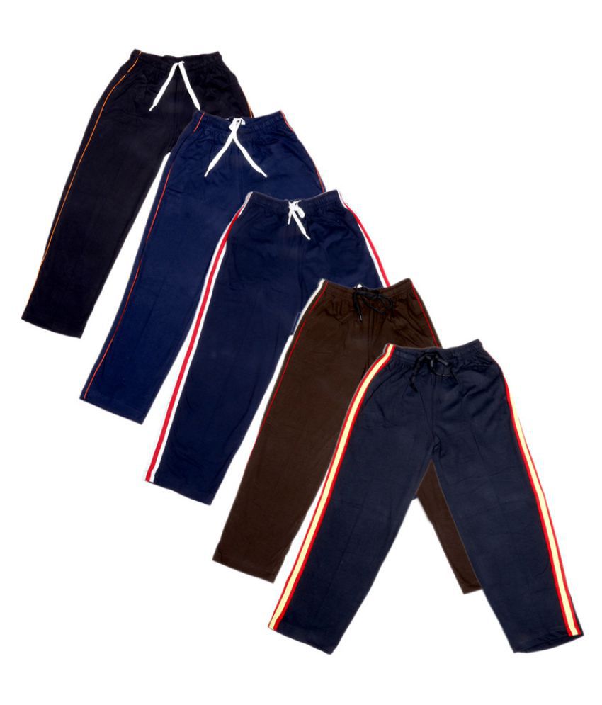 IndiWeaves Multicolor Cotton Track Pants - Combo of 5 - Buy IndiWeaves ...