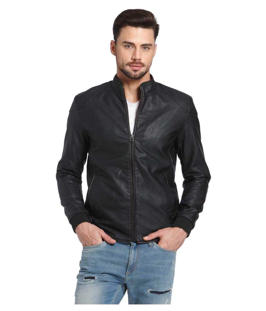 Jack  Jones Black Leather Jacket  Buy Jack  Jones Black Leather Jacket Online at Best Prices 