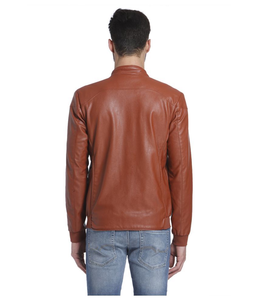jack and jones brown leather jacket