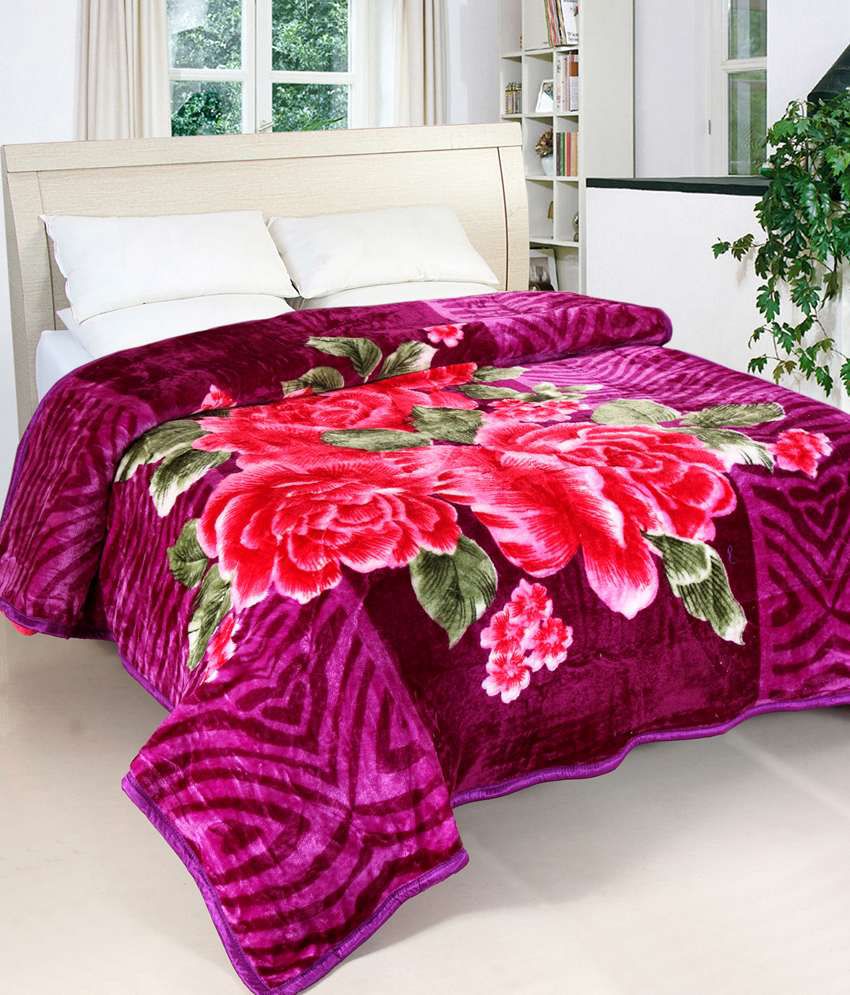     			Furhome Double Poly Mink Floral Winter Blanket