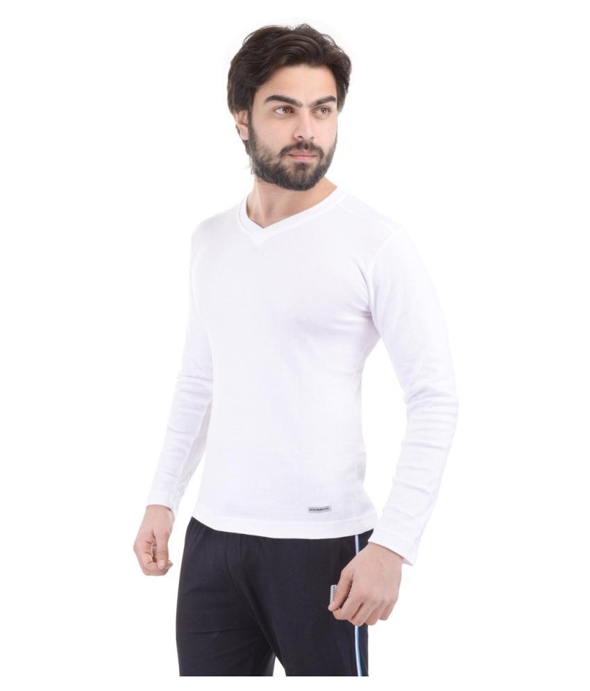 Macroman White V-Neck T-Shirt - Buy 