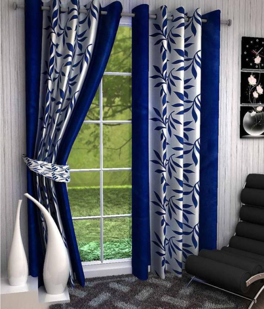     			Abhi Home Decor Single Door Eyelet Curtains Printed Blue