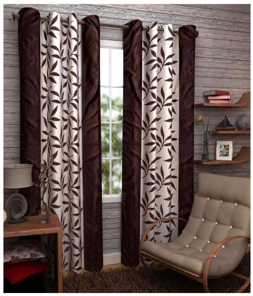     			Tanishka Fabs Blackout Curtain 5 ft ( Pack of 2 ) - Brown
