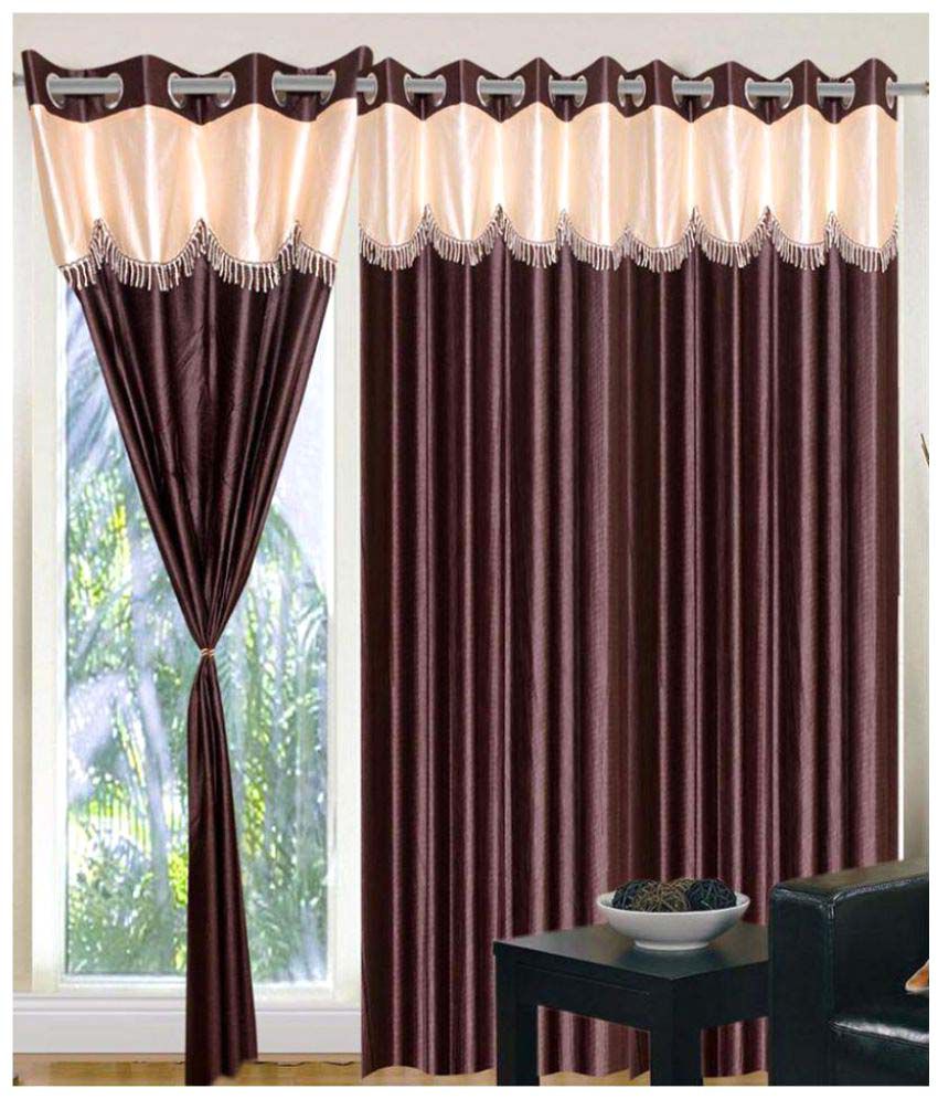     			Tanishka Fabs Transparent Curtain 7 ft ( Pack of 2 ) - Brown