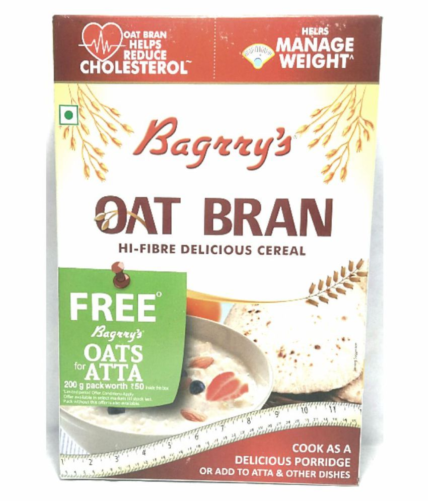 Bagrry's Oat Bran Oats 200 gm Pack of 2: Buy Bagrry's Oat Bran Oats 200 ...