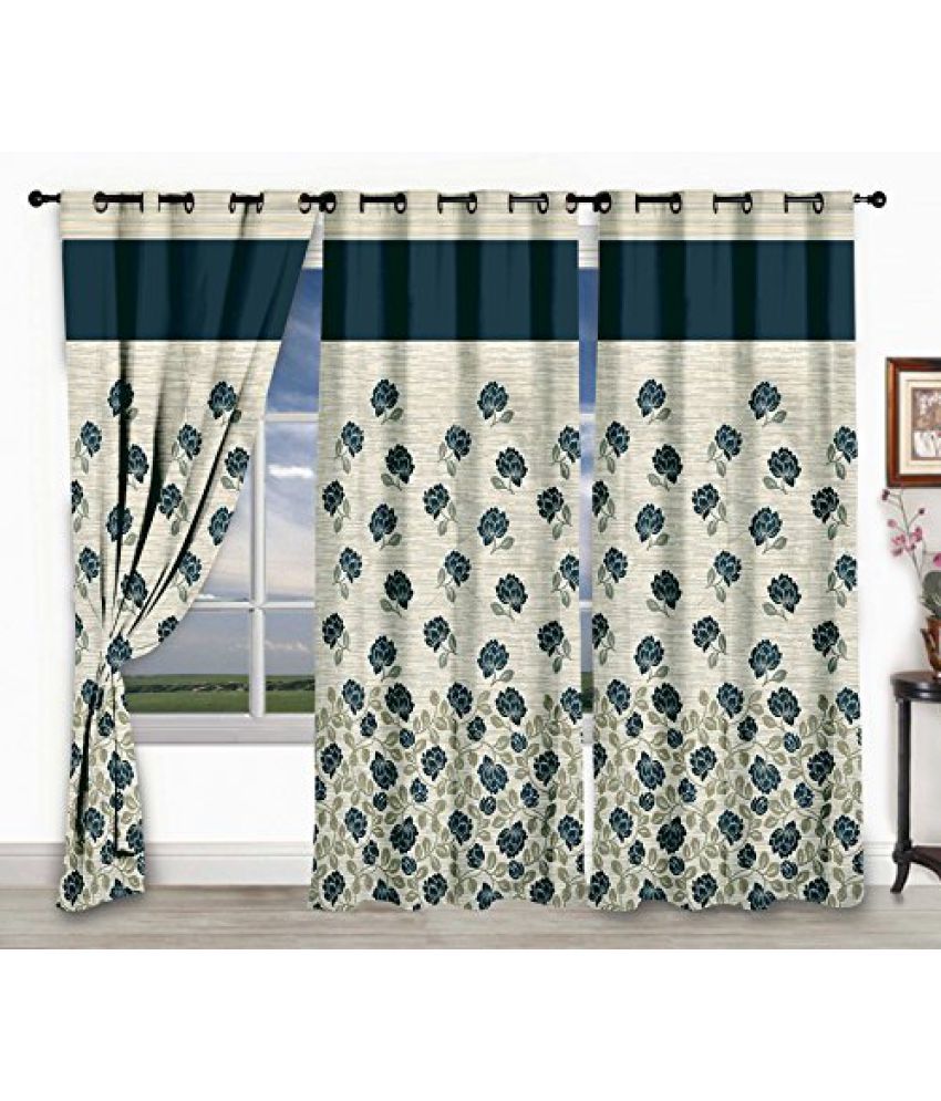 Storyhome Set Of 3 Pc Window Curtain Multi Eyelet Ringtop 48 Inch