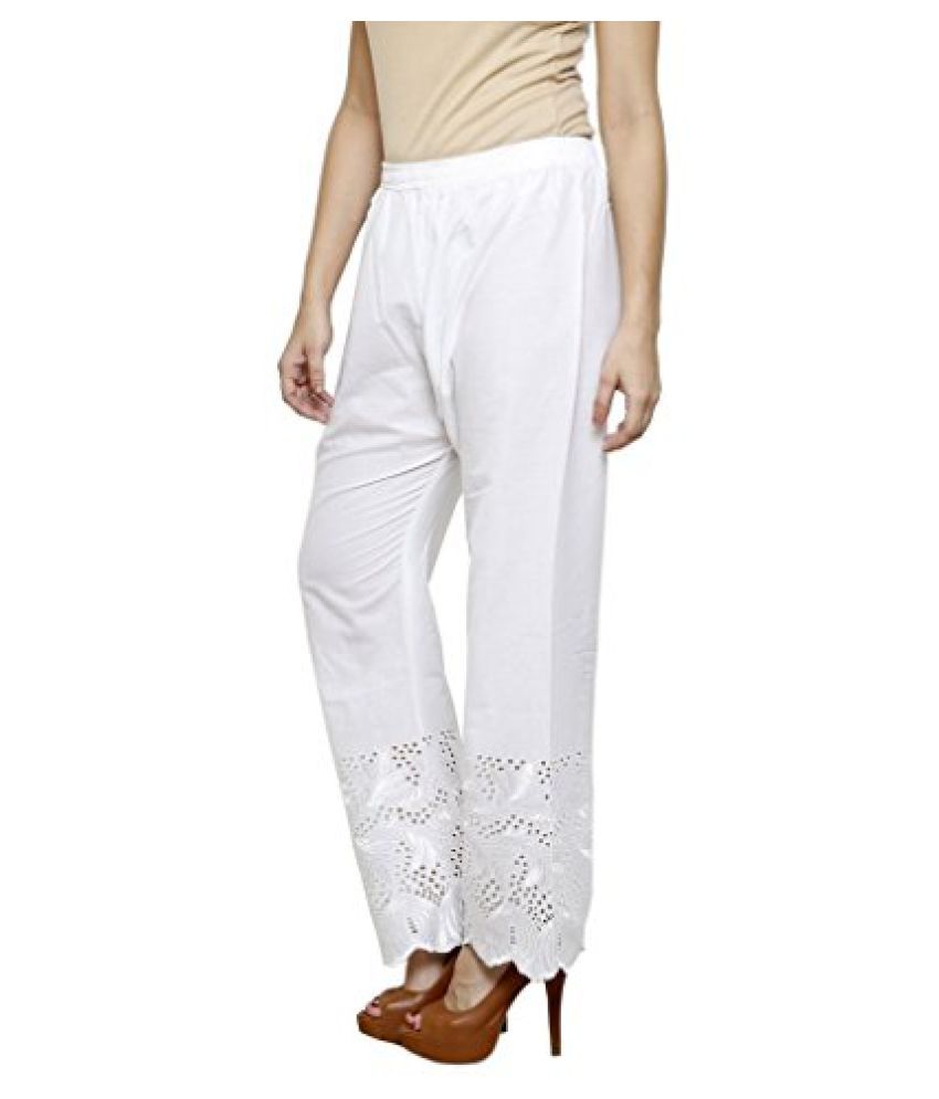 white chikankari palazzo pants