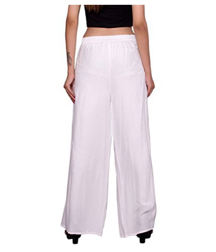 Buy Msons Womens White Flare Palazzo Pant In Rayon Fabric Xxl