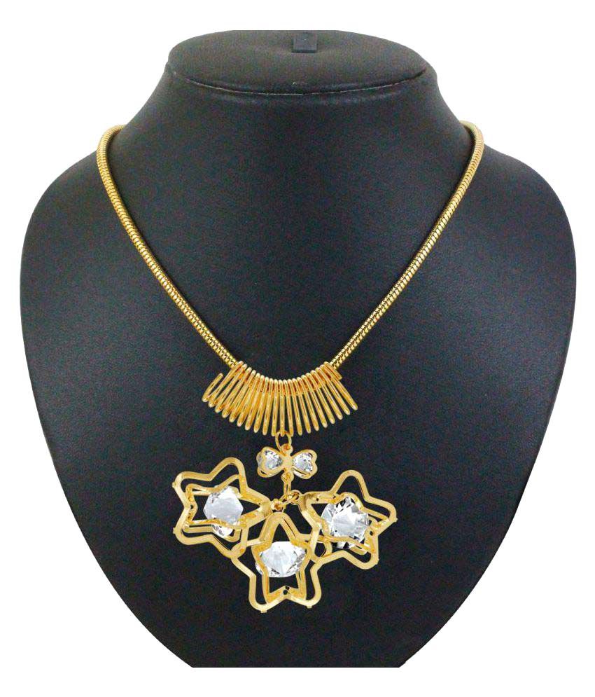     			Spargz Designer Office Wear Star Alloy Gold American Diamond Pendant for Women