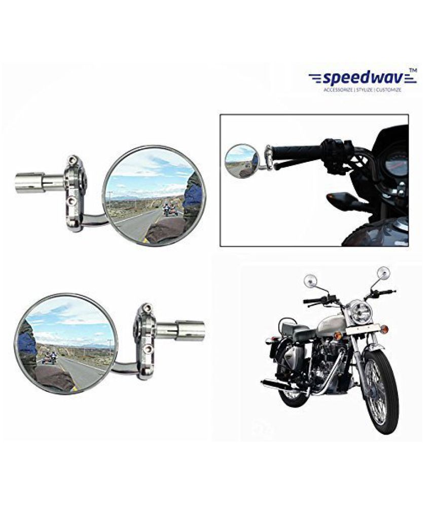 Speedwav Bike Handle Grip Rear View Mirror CHROME Set Of 2Royal
