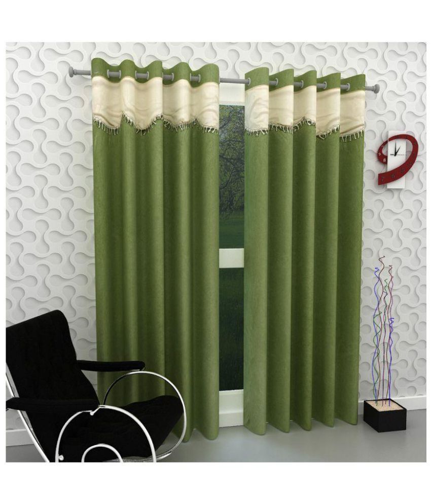     			Tanishka Fabs Semi-Transparent Curtain 5 ft ( Pack of 2 ) - Green