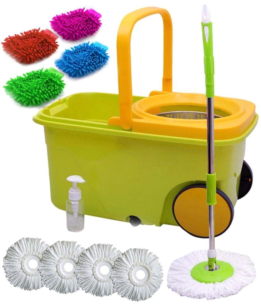 Cherrylite Single Bucket Mop machine washable, head movement, wheels to