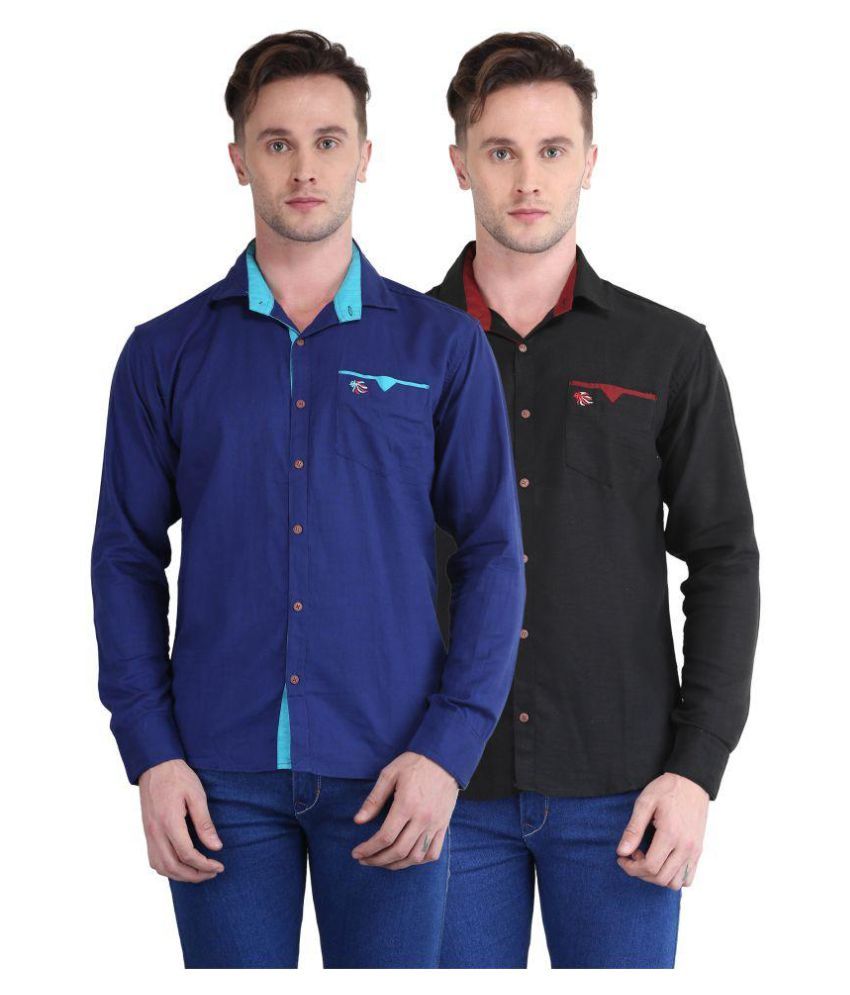     			British Terminal Multi Casuals Slim Fit Shirt Pack of 2