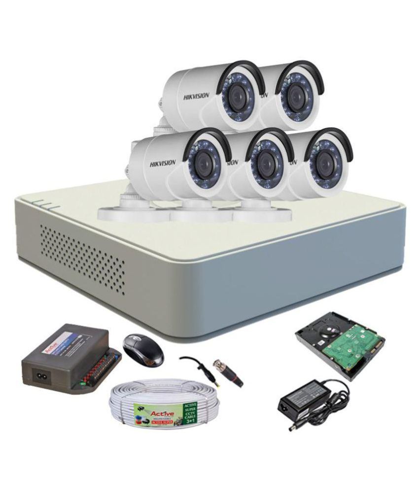 Hikvision 8CH DVR 1Pcs, Bullet Camera 5Pcs, Mouse, 1TB HDD, Power ...