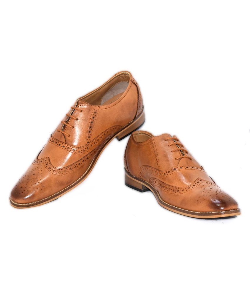 Alberto Calza Tan Brogue Genuine Leather Formal Shoes