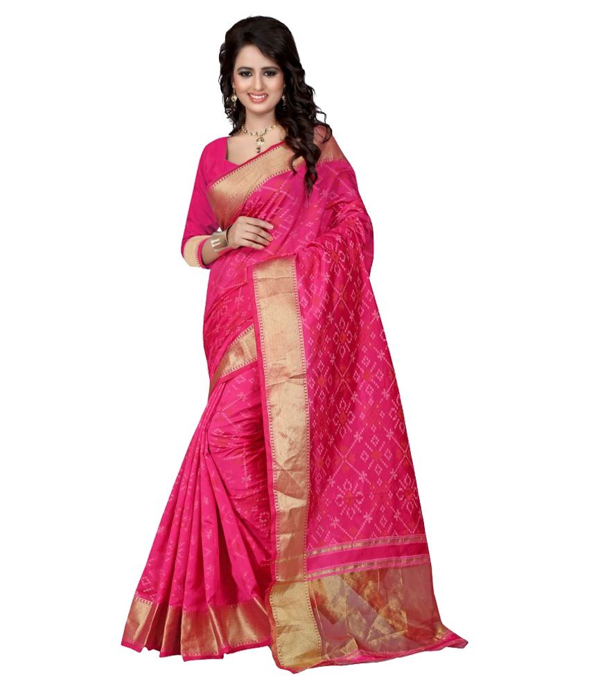 Pioneer Textiles Pink Cotton Saree - Buy Pioneer Textiles Pink Cotton ...