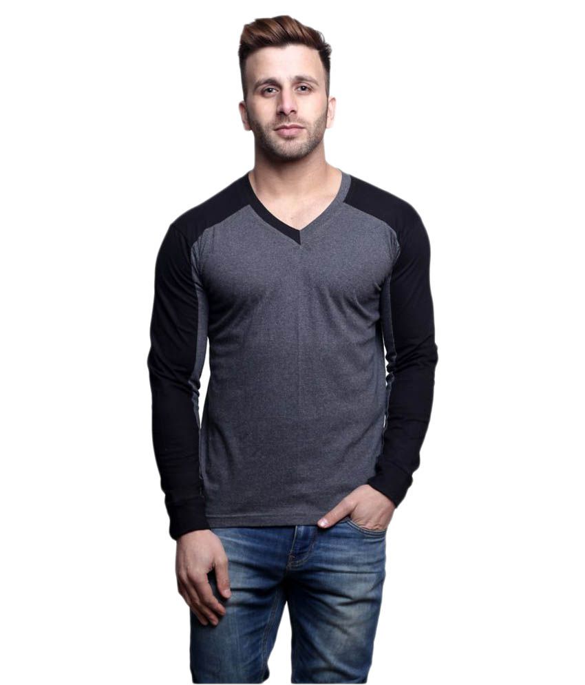 Leana Grey V-Neck T-Shirt - Buy Leana Grey V-Neck T-Shirt Online at Low ...
