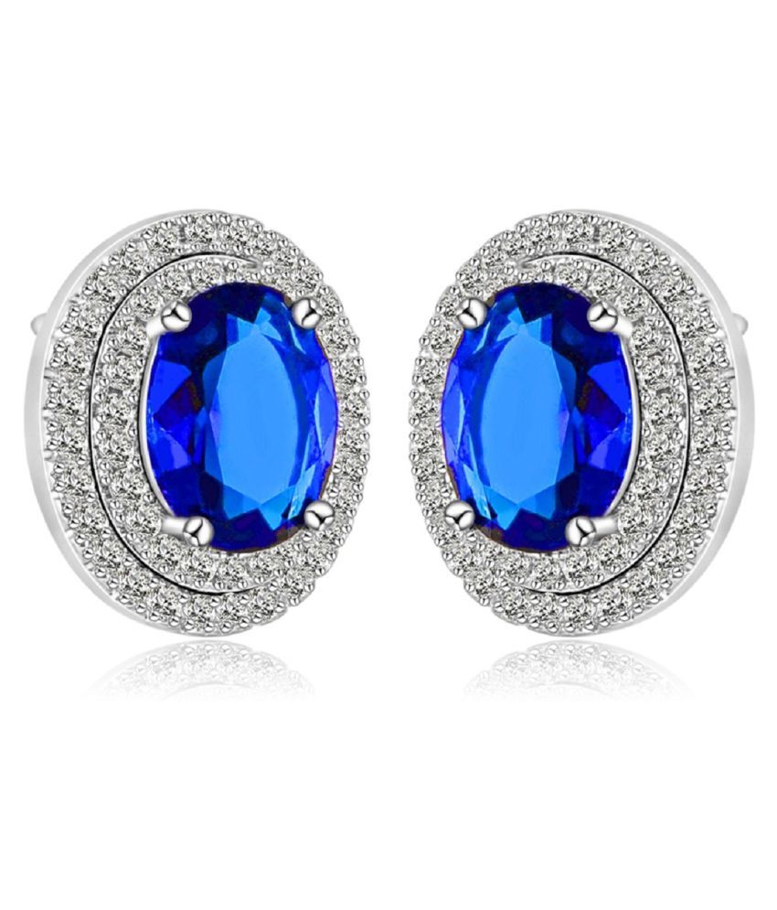 Aaishwarya Platinum Plated Stunning Royal Blue AAA Cubic Zirconia Oval ...