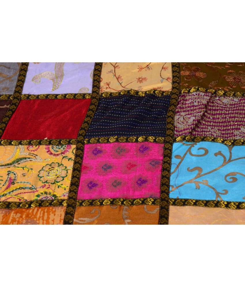 Jaipuri Collection King Silk Multi Embroidery Bedcover Buy Jaipuri