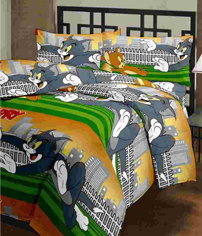     			EasyHome Tom & Jerry Multi-Colour Cartoon Prints Single 1 BedSheet with 1 Pillow Cover