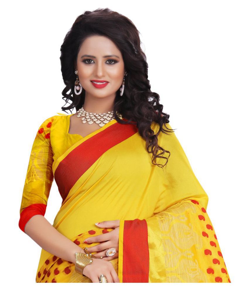 pure cotton yellow saree
