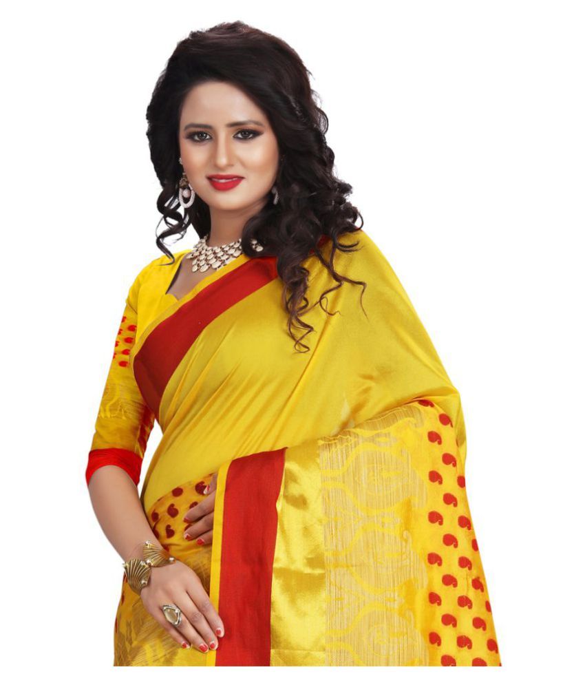 pure cotton yellow saree