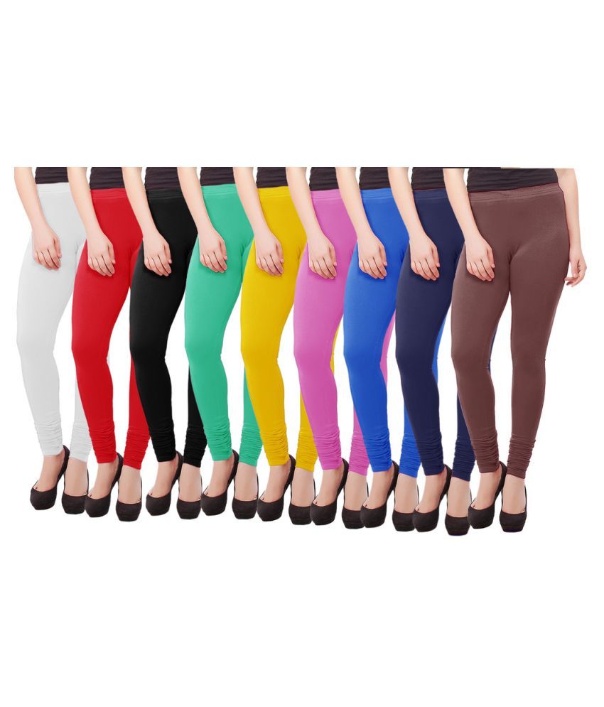 IndiWeaves Girls Premium Cotton Ankle Length Solid Leggings Pack of 6