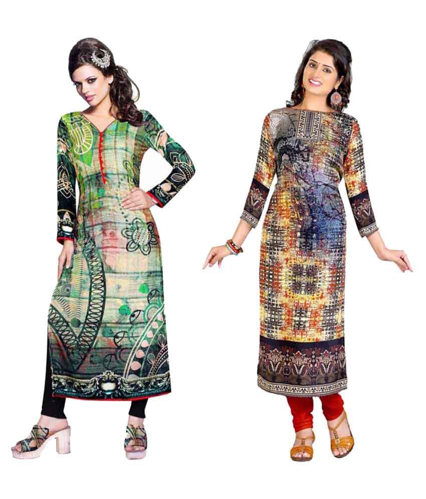     			Jevi Prints Multicoloured Crepe Printed Unstitched Kurti