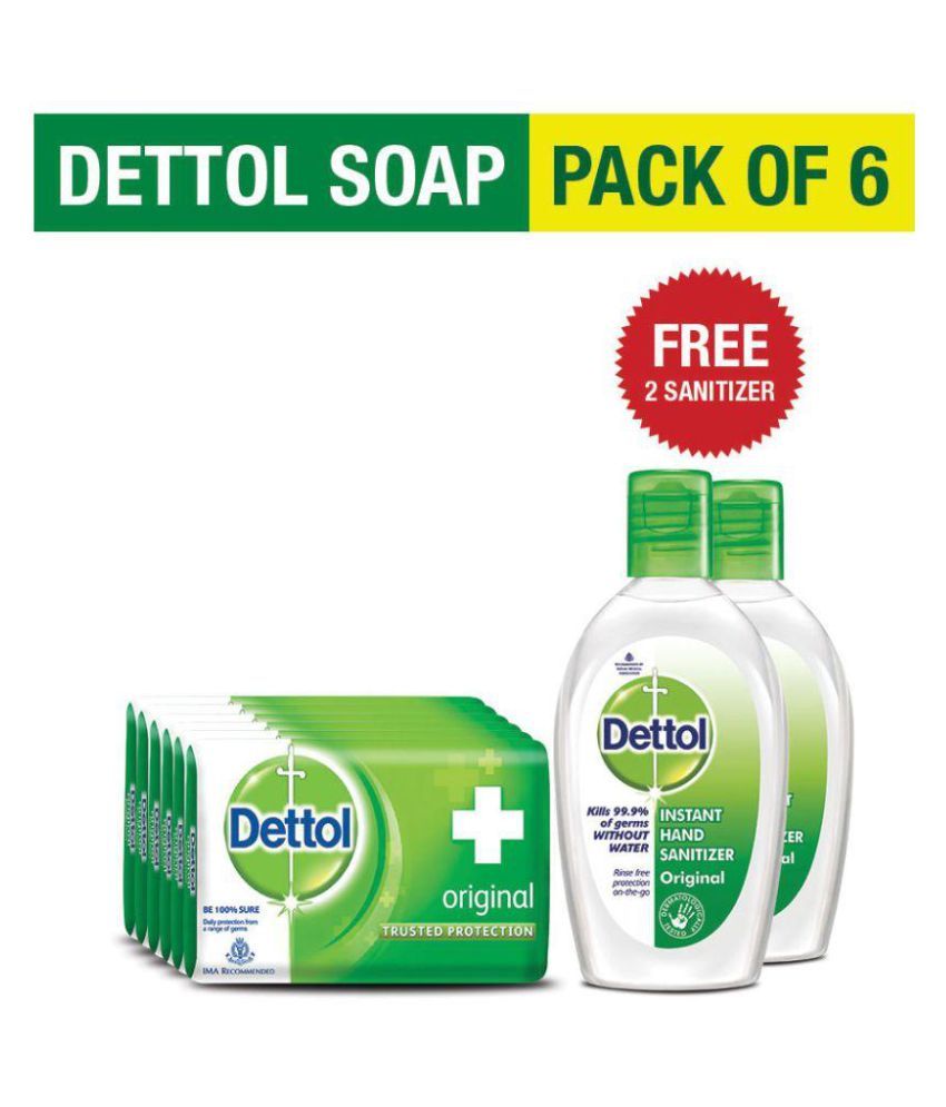 Dettol Pack of 6 Original Soap + 2 Sanitizer Free Buy Dettol Pack of 6