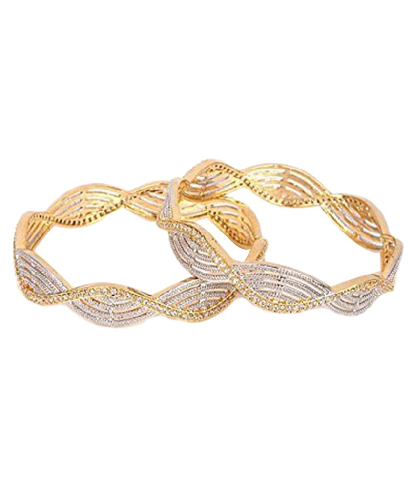     			YouBella American Diamond Gold Plated Bangles For Women