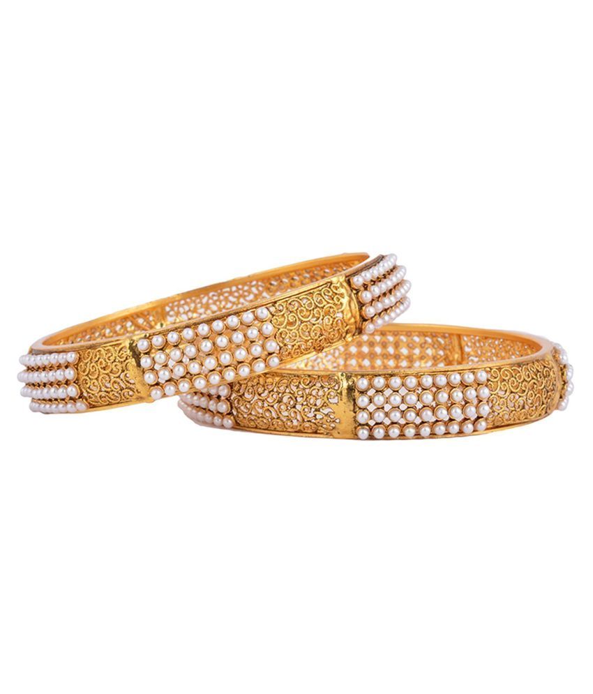     			YouBella Designer Gold Plated Jewellery Pearl Studded Bangles for Women and Girls