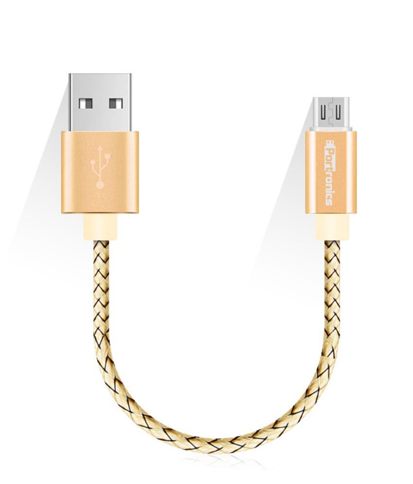     			Portronics USB Data Cable Golden - 0.3 Meter