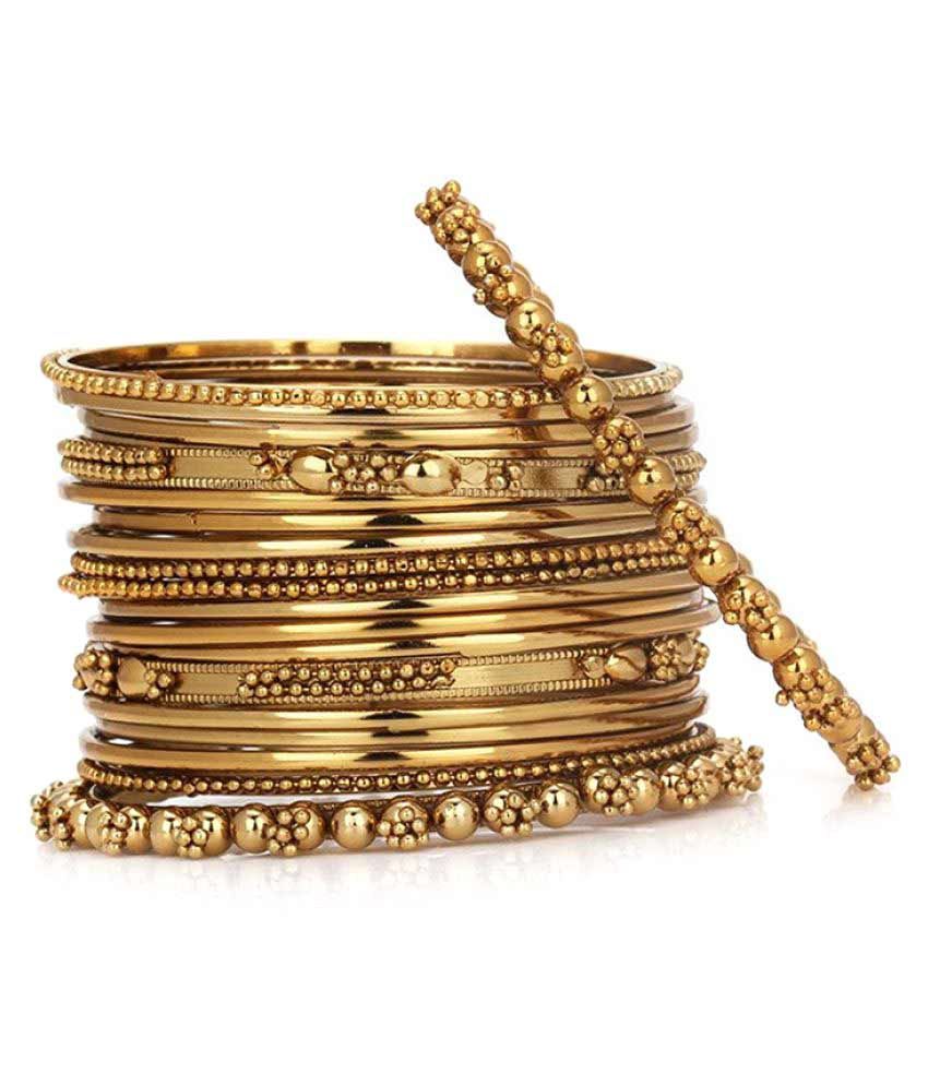     			Zeneme Traditional Golden Wedding Bangles for Women