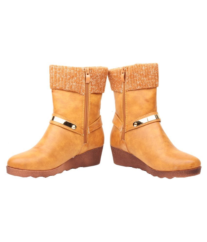 tan mid calf length boots