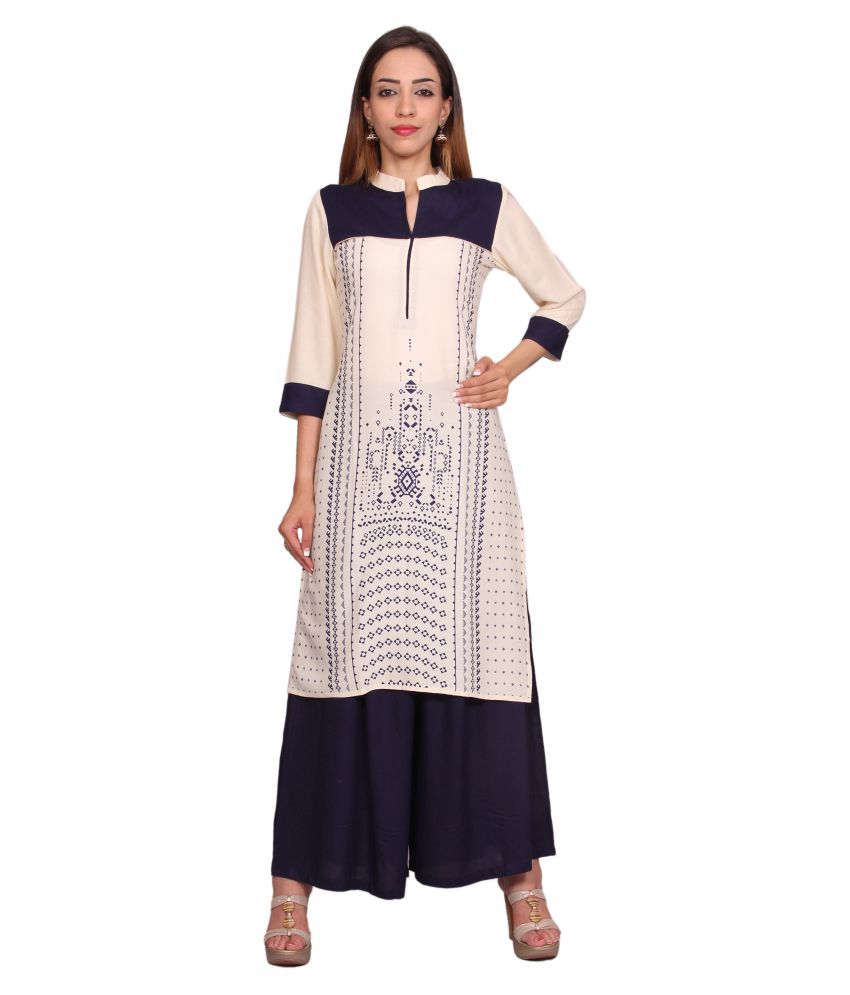 Alook Rayon Kurti With Palazzo - Stitched Suit - Buy Alook Rayon Kurti ...