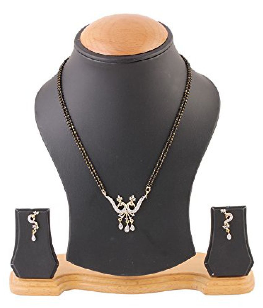     			YouBella American Diamond Gold Plated Mangalsutra with Chain and Earrings